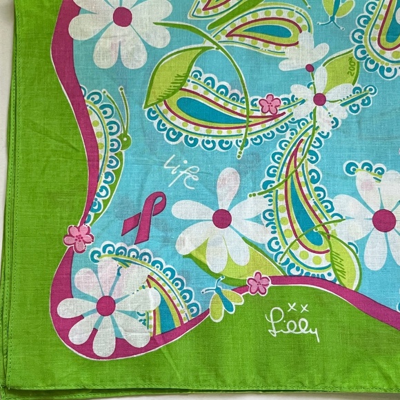 LILLY Designer Floral Square Scarf for Breast Cancer Awareness (2004) - Picture 2 of 8
